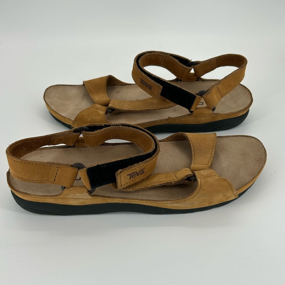 Teva City Sport Sandals Womens 11 Leather Honey Brown Comfort Walking - Picture 5 of 7